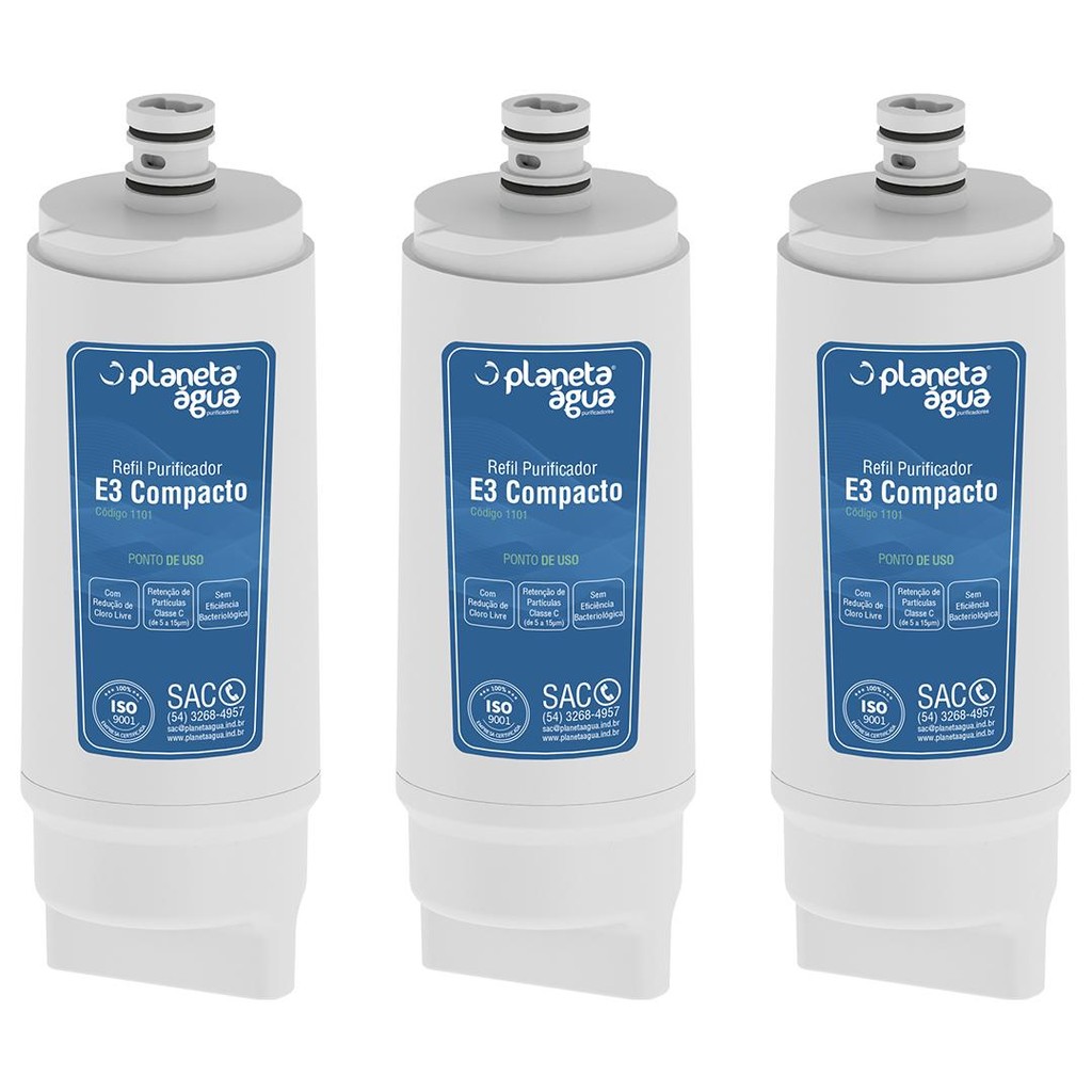 kit com 3 Filtros Refil E3 Compacto para Purificador de Água IBBL – Avanti e Mio (Similar) em Oferta na Shopee