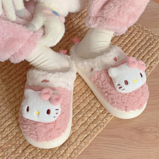 XIXITIAO Chinelos de algodão Hello Kitty Pelúcia Quente Outono Inverno Estudantes Femininos Casa Quarto Confortável