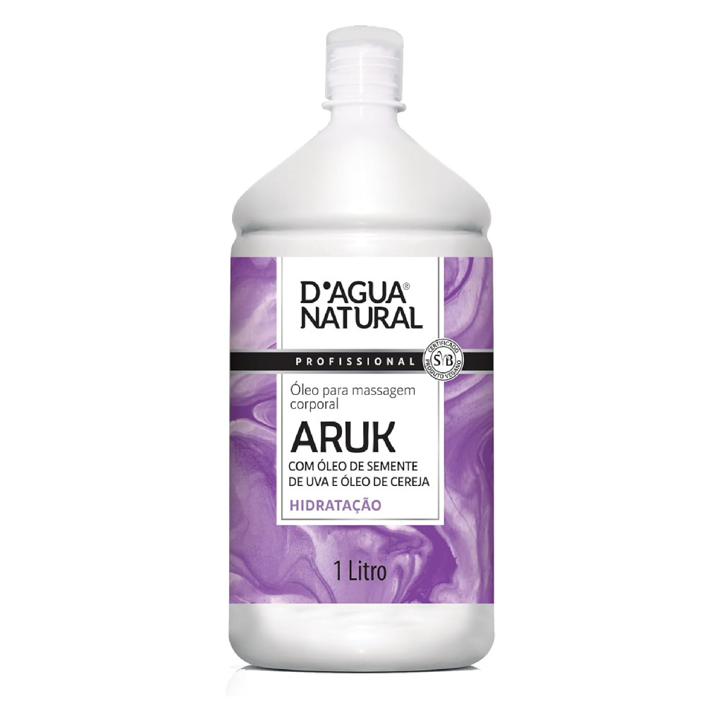 D'agua Natural Óleo Corporal de Semente de Uva e Cereja 1L para Massagem