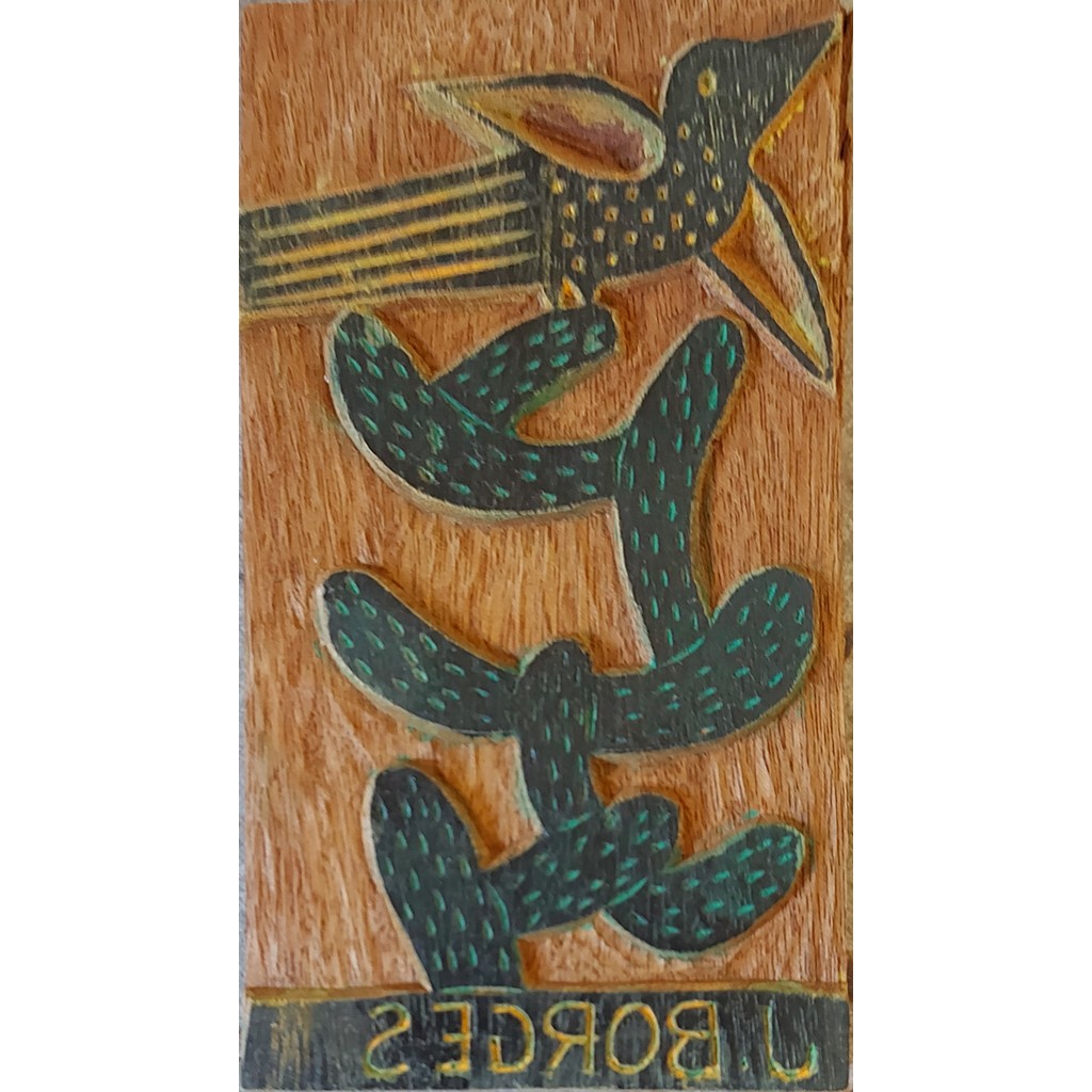 Matriz  Xilogravura  O Beija-flor  - J.Borges - Madeira - Assinada