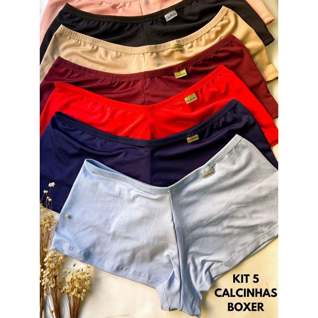 Kit 5 CALCINHA BOXER Feminina Shortinho Não Marca Sexy Cueca Feminina