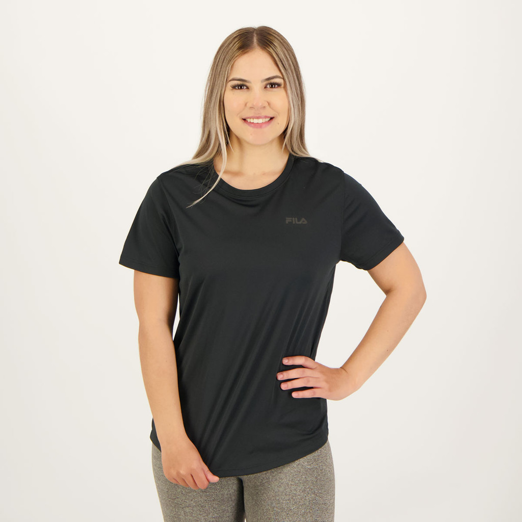 Camiseta Fila Basic Sports Polygin Feminina Preta em Oferta na Shopee