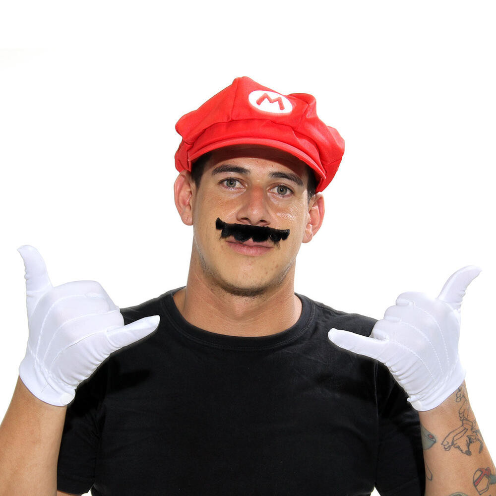 Kit Mário Bros Com Luvas Bigode E Chapéu Abrakadabra
 em Oferta na Shopee