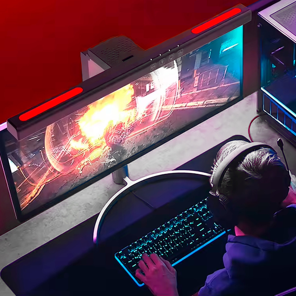 Luminária De Tela Notebook Monitor Mesa Barra Lighr Bar Luz RBG Gamer Regulável Colorido