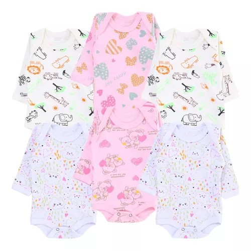 Kit Body Manga Longa Bebê Top Chot Estampado - 6 Peças em Oferta na Shopee