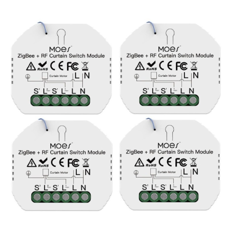 Kit 4 Interruptores Cortina Zigbee + Rf Casa Inteligente