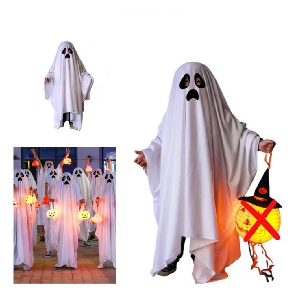 Capa Fantasia Cosplay Adultos Fantasma De Halloween 90/130/160Cm