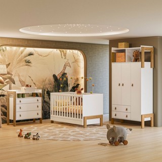Quarto Infantil Completo Safari 3 Portas 5 Gavetas Branco/Freijo - Pnr Móveis em Oferta na Shopee