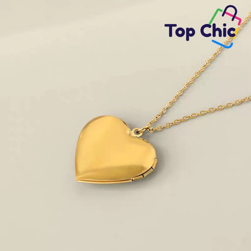 Colar com pingente de coração em aço inoxidável, pingente de medalhão de amor, colar feminino
