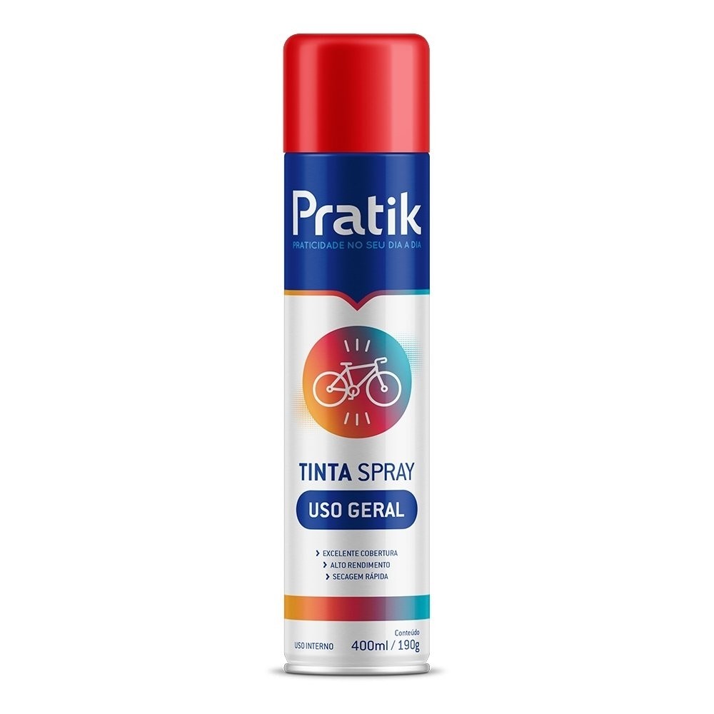 Tinta Spray Pratik Uso Geral Vermelho 400ml - Home & Living