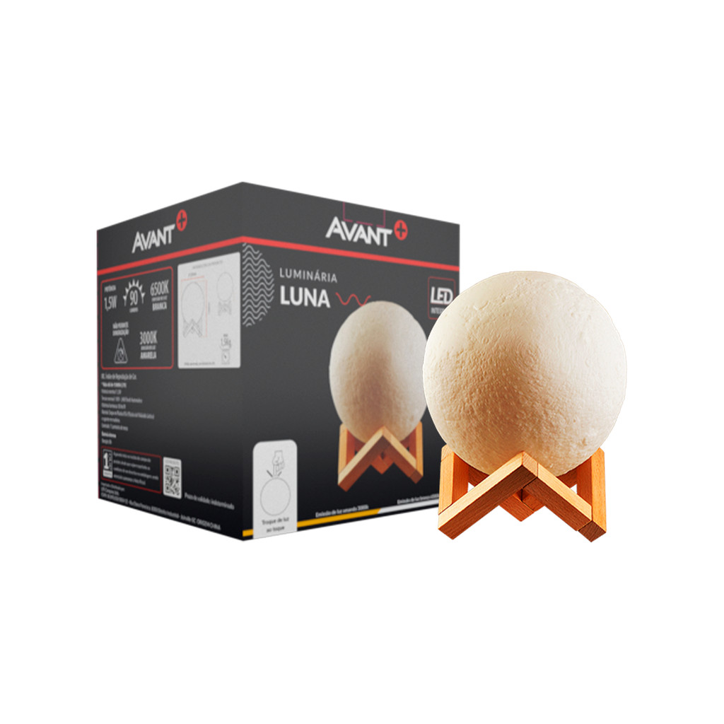 Luminária Lua Cheia Usb Toque Abajur 1,5w 3000k/6500k Mesa Quarto Sala Lunar