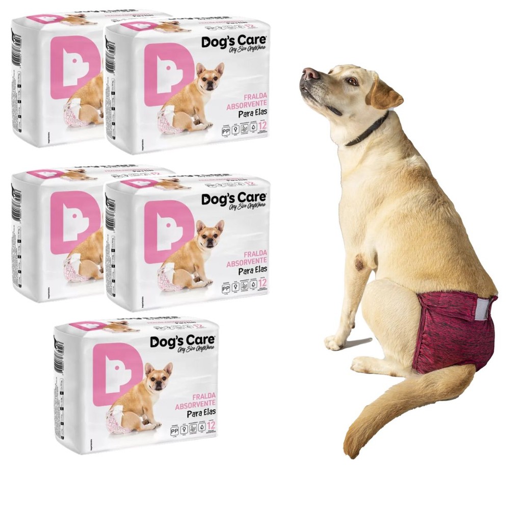 Kit 60 Fraldas P/ Pet Fêmea Tam PP +Calcinha Protetora Tam 0