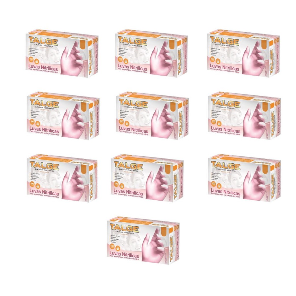 Luva Nitrílica Rosa Sem Pó Talge – Kit com 10 Caixas em Oferta na Shopee