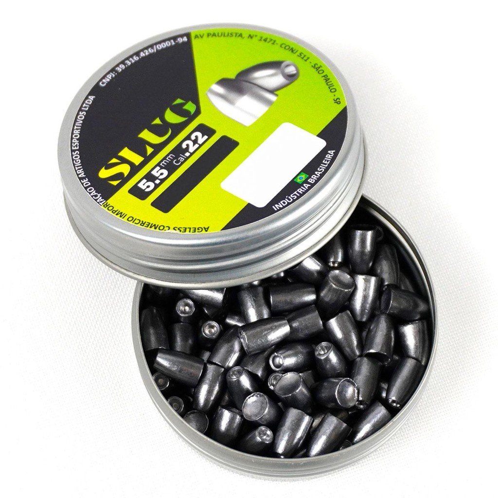 Detalhes do Kit 3 Chumbinho Slug 5.5mm 21gr/1,361g 100 Unidades - Virtus