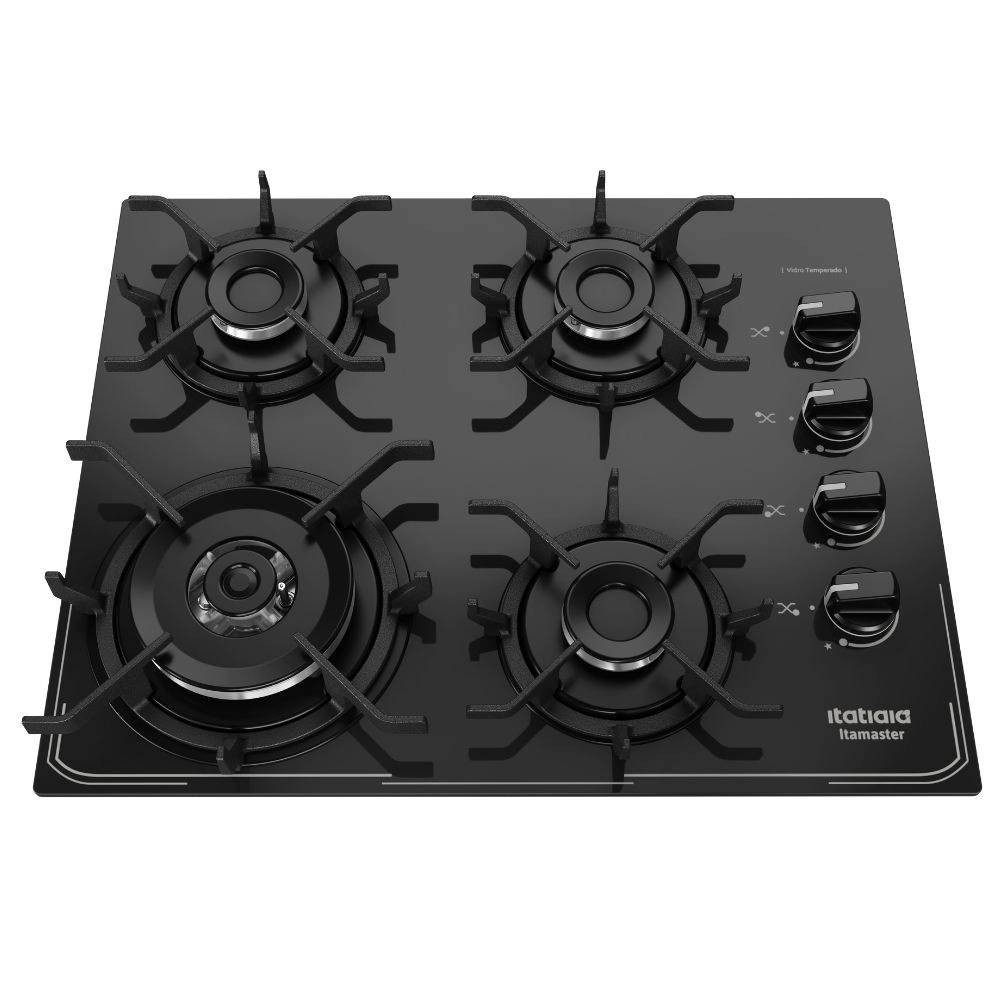 Cooktop 4 Bocas Itatiaia Itamaster Vidro Temperado Gás Tripla Chama 4Q Preto Bivolt - 3700000341 em Oferta na Shopee