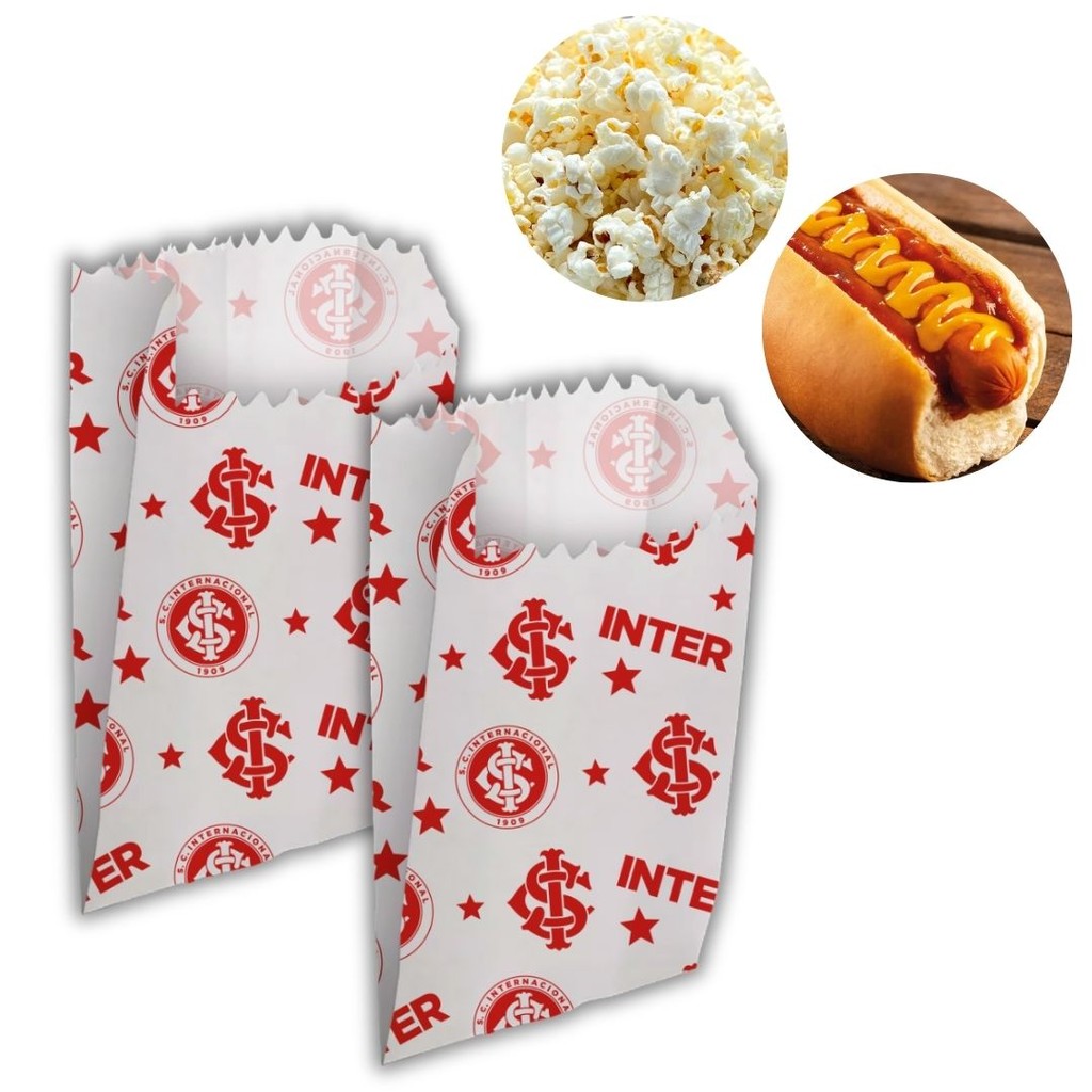 50 SACO DE PIPOCA HOT DOG INTERNACIONAL  Regina