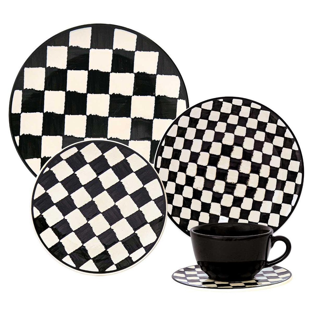 Aparelho de Jantar Chá 30 peças Oxford Unni Damas em Oferta na Shopee