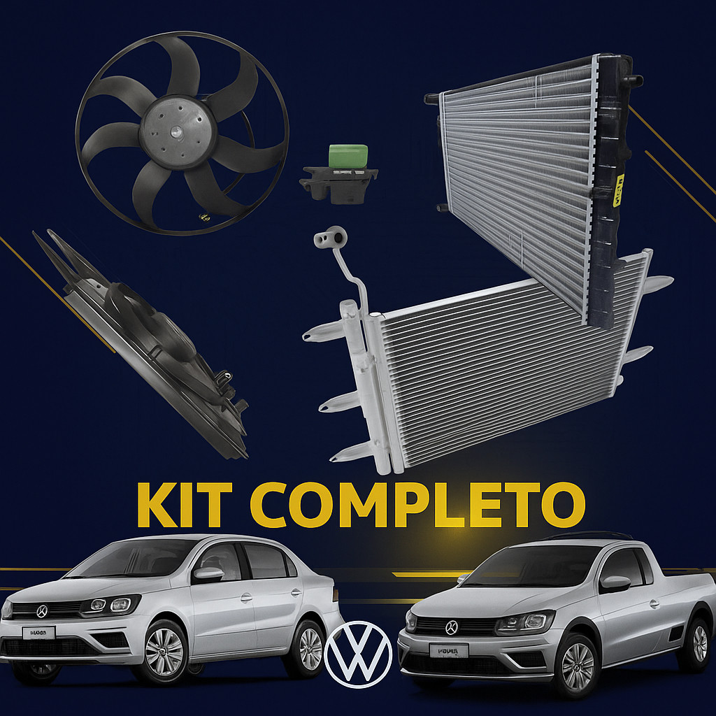 Kit Radiador + Condensador + Ventoinha Vw G5 G6 G7 G8