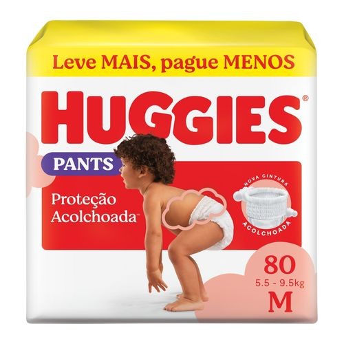 Fralda Huggies Pants Proteção Acolchoada M - 80 un em Oferta na Shopee