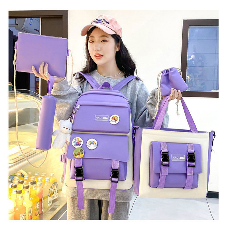 CHENXIAOHONG Mochila Escolar Feminina Estilo Coreano | Conjunto 5 Peças Leve para Viagem e Laptop em Oferta na Shopee