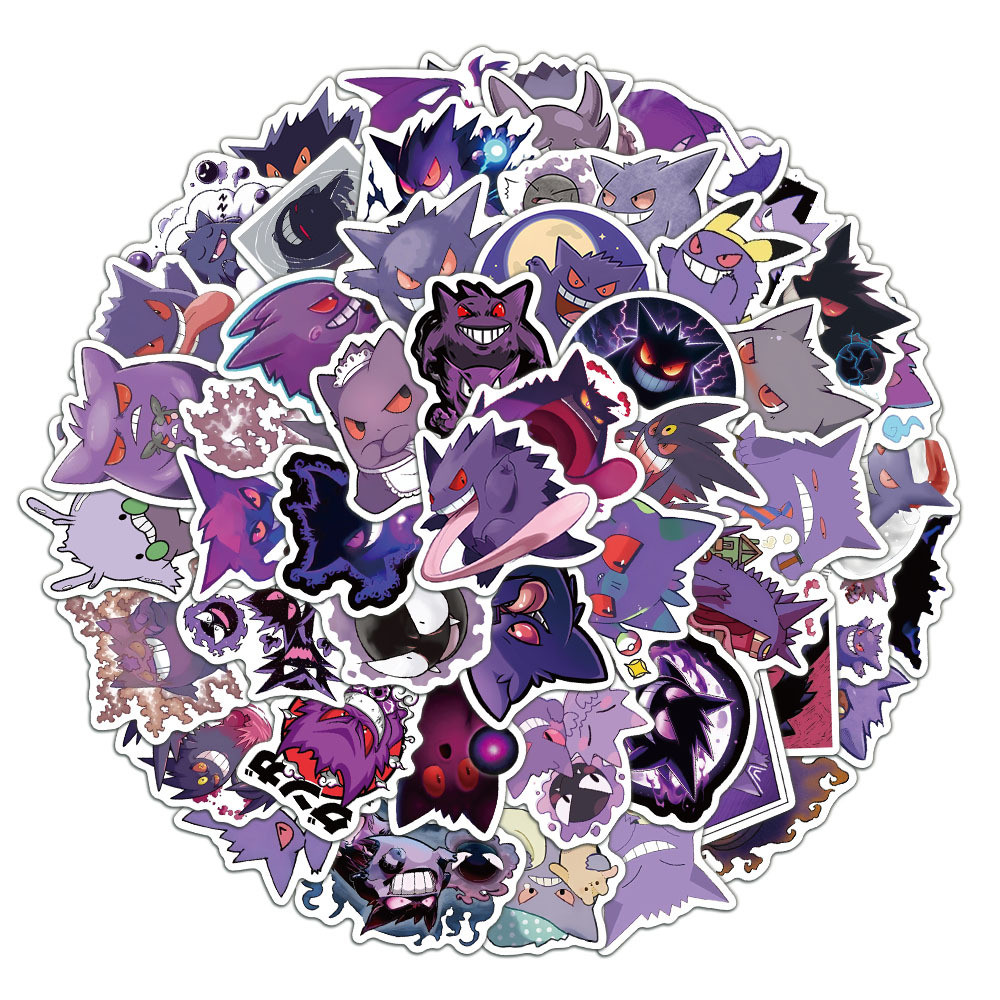 Adesivos Gengar Dos Desenhos Animados-55 Peças De Decorativos Pokémon Para Notebook , Computador , Telefone , Scooter E