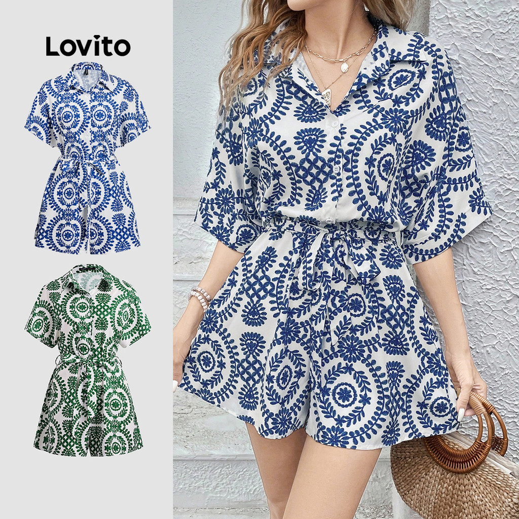 Lovito Macacão Casual Paisley Padrão Macacão De Verão Para Mulheres L118ED391 - Women Clothes