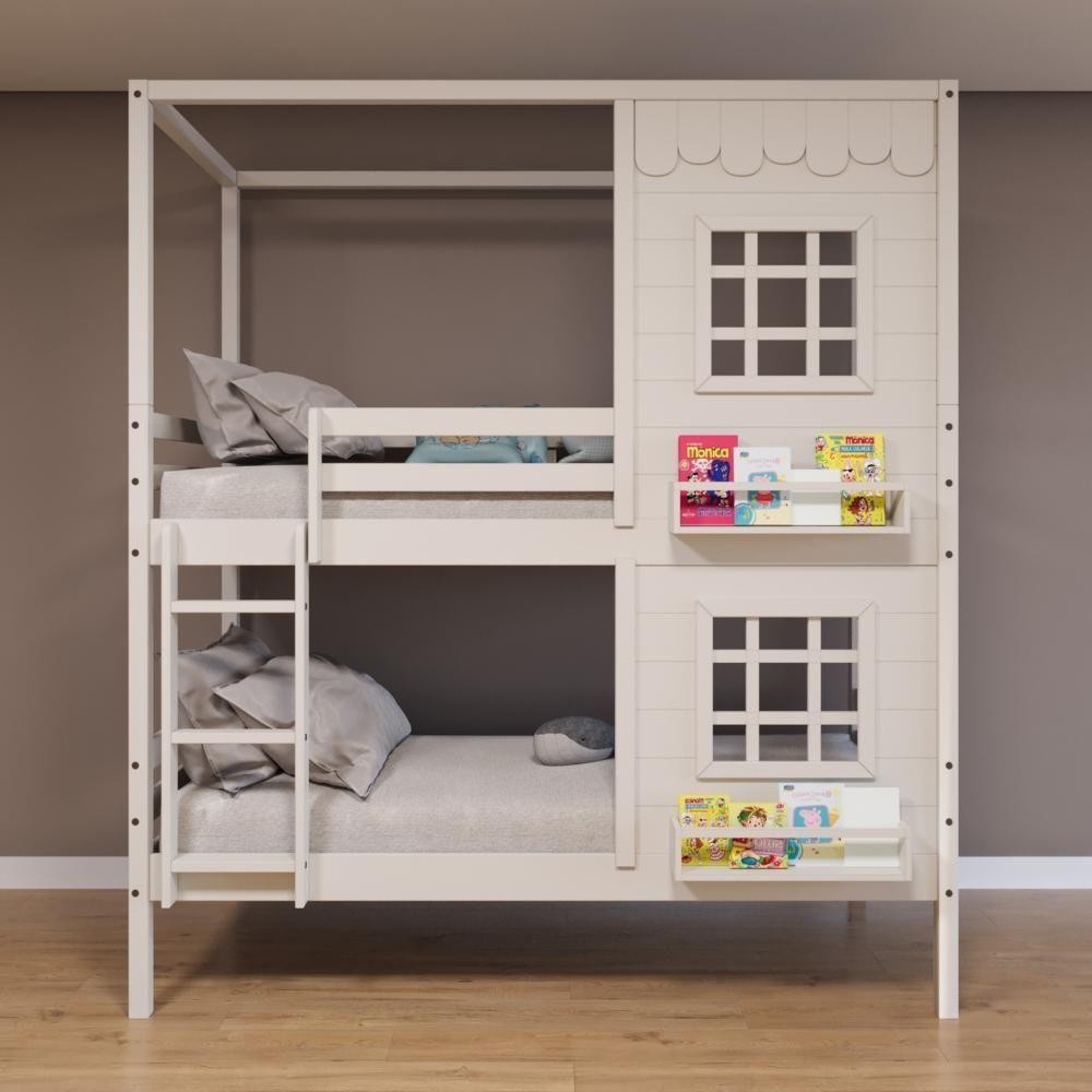 Beliche Casinha Reta 2 Janelas Madeira Branco em Oferta na Shopee