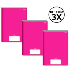 Kit Com 3 Caderno Brochura 96 Fls Pautado Capa Dura - Stiff KITS:KIT 05