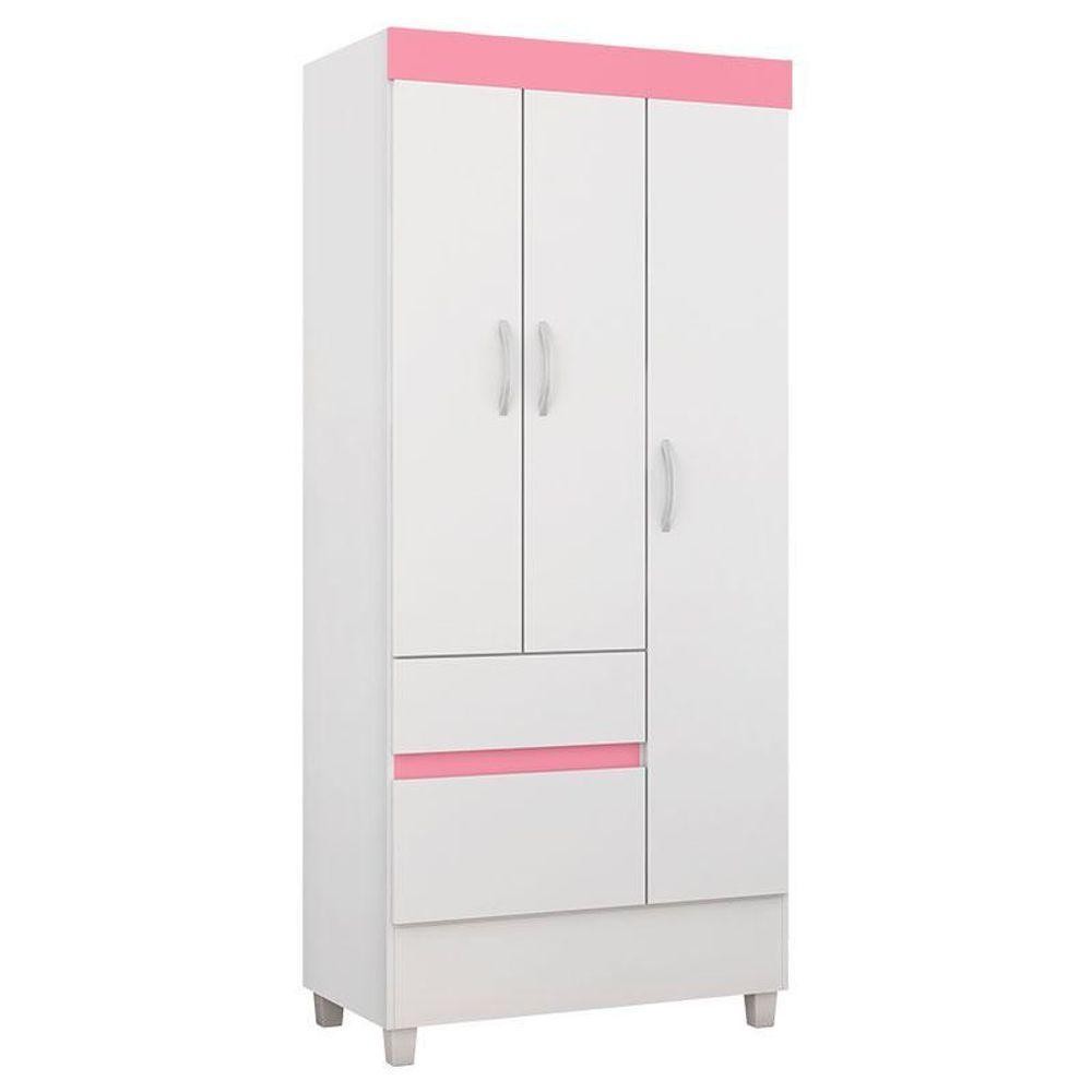 Guarda Roupa Infantil Wind Branco Rosa Flex – Demóbile em Oferta na Shopee
