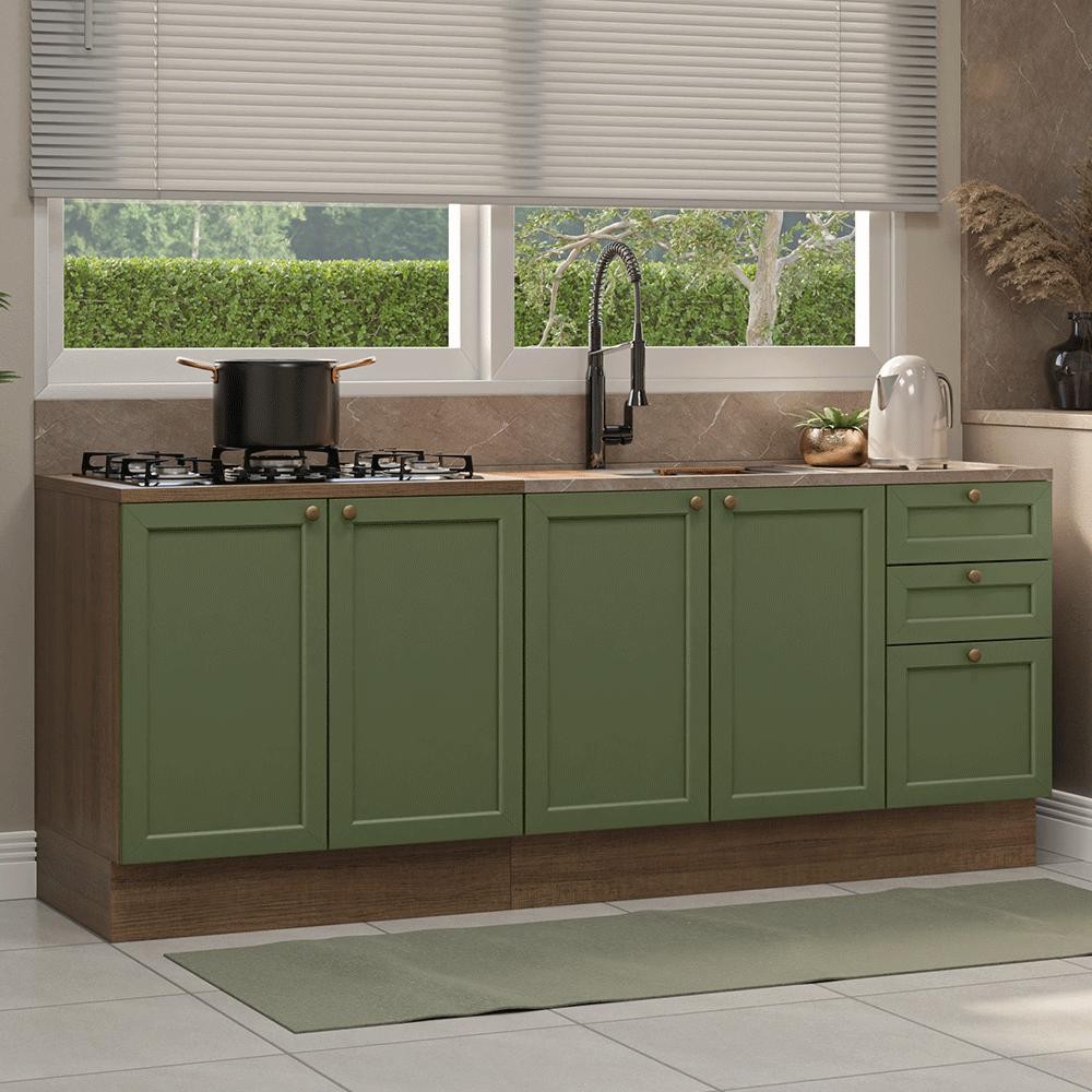 Kit com 2 Balcões de Cozinha 3 Gavetas 4 Portas (Sem Tampo e Pia) Vik Madesa 01 em Oferta na Shopee