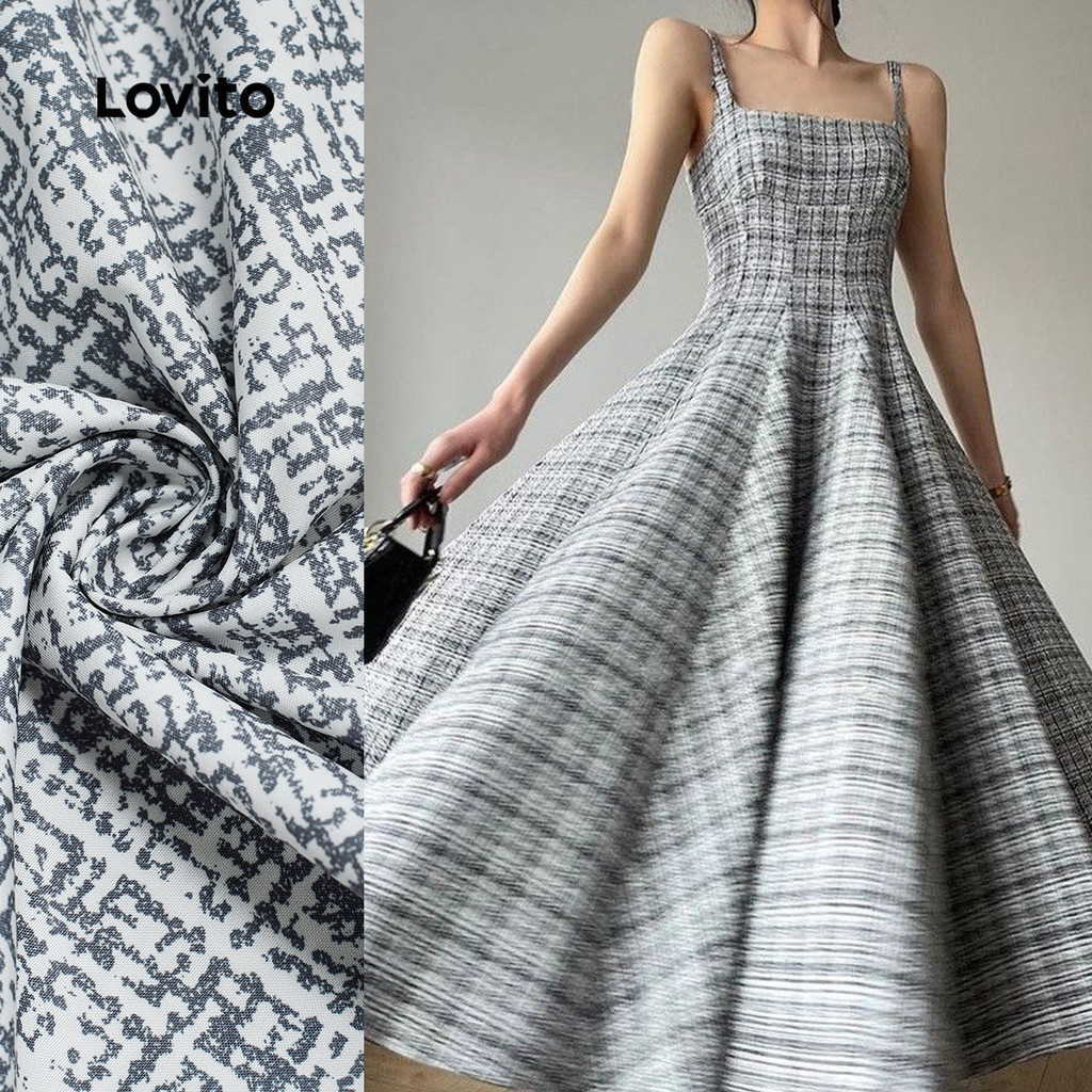 Lovito -  Estrutura de Vestido Elegante Linha Suave Ao Toque Vestido Cinza Primavera/Verão L137LD094 - Women Clothes