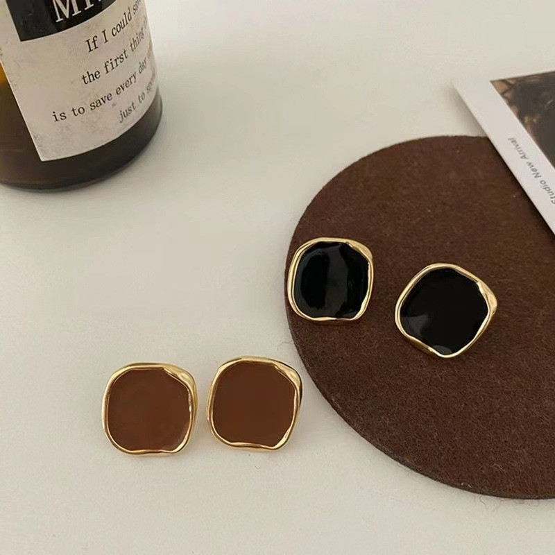 Brincos quadrados geométricos coreanos, design simples, temperamento retrô, brincos femininos de alta qualidade em Oferta na Shopee