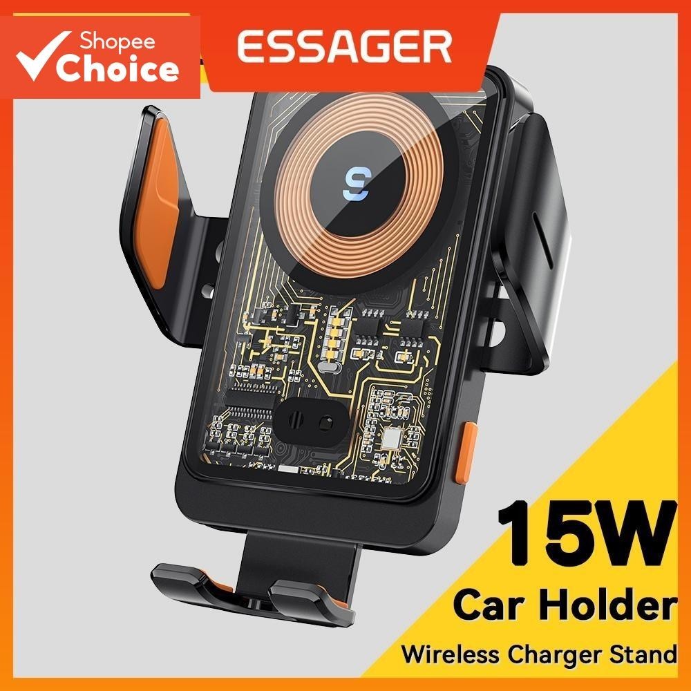 Suporte De Telefone Para Carro Essager 15w Carregador Sem Fio Abertura E Fechamento Automático
