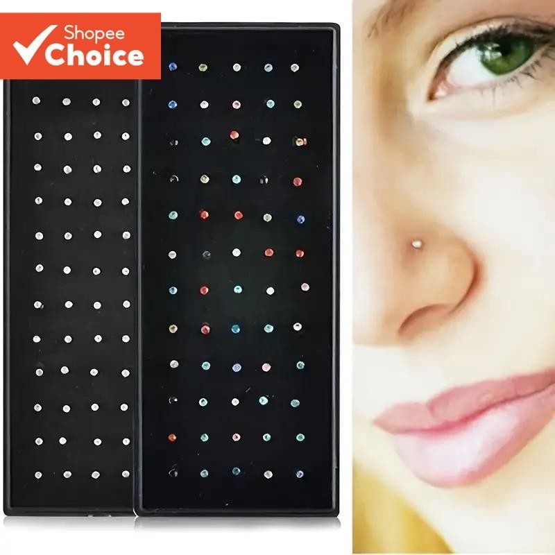 60 Peças De Anéis De Nariz De Aço Inoxidável Conjunto De Joias Corporais Para Homens E Mulheres Piercing