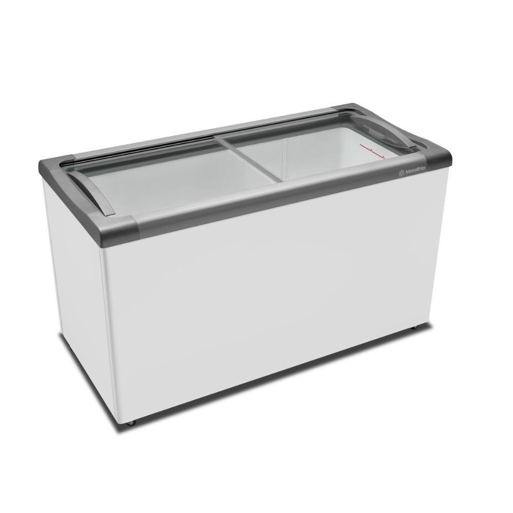 Freezer horizontal 318L Metalfrio branco com tampa de vidro para congelados