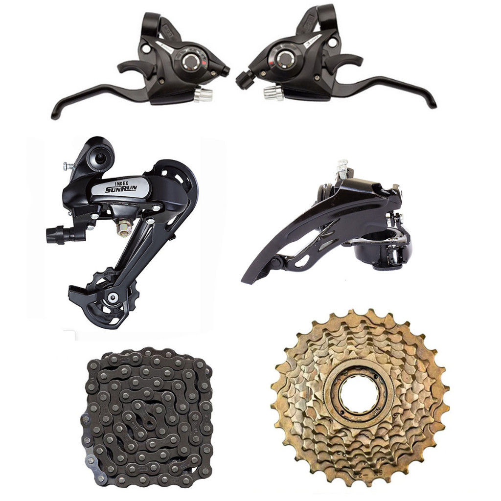 Kit Bicicleta 21 Vel Trocador Marcha Cambios Catraca Corrente