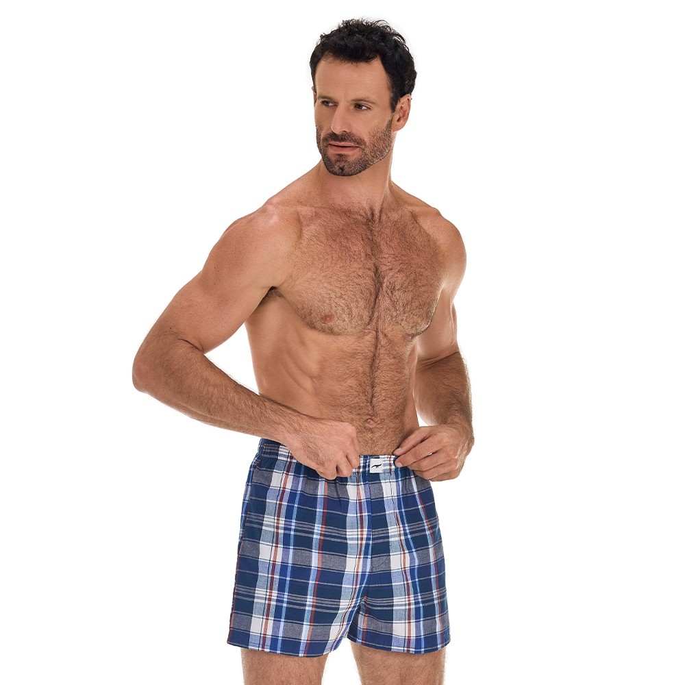 Cueca Samba Canção Xadrez Tons de Azul Zee Rucci