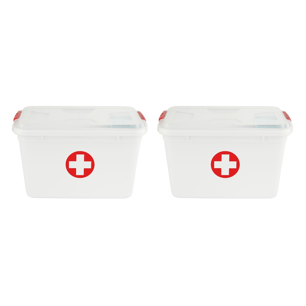 Kit 2 Caixa Organizadora Plastica Primeiros Socorros Branca 5L Para Remédios e Itens Médicos