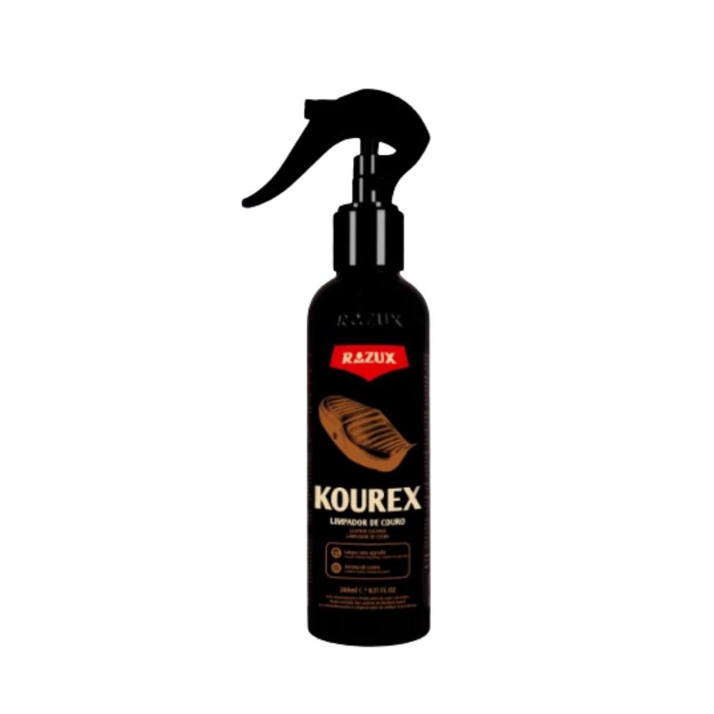 Kourex 240ml Razux Limpa Hidrata Couro Banco Moto Jaqueta em Oferta na Shopee