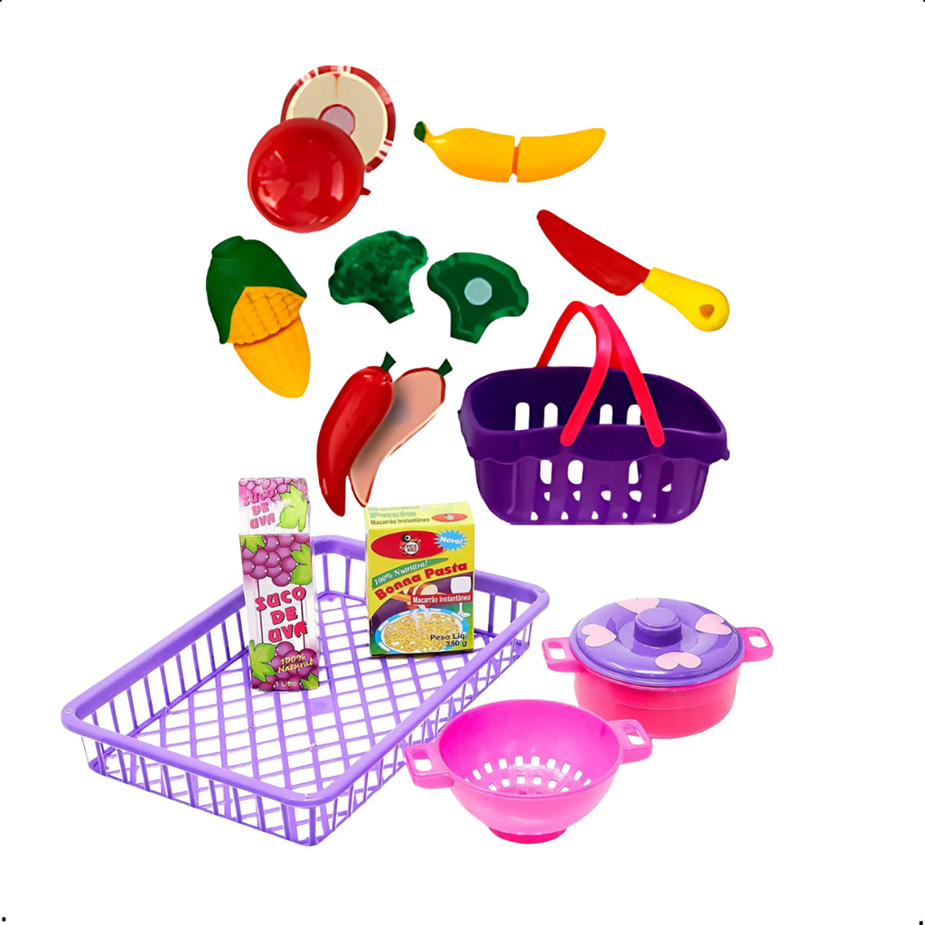 Kit Brinquedo Mini Mercadinho Frutinhas Jogo Panelinhas
