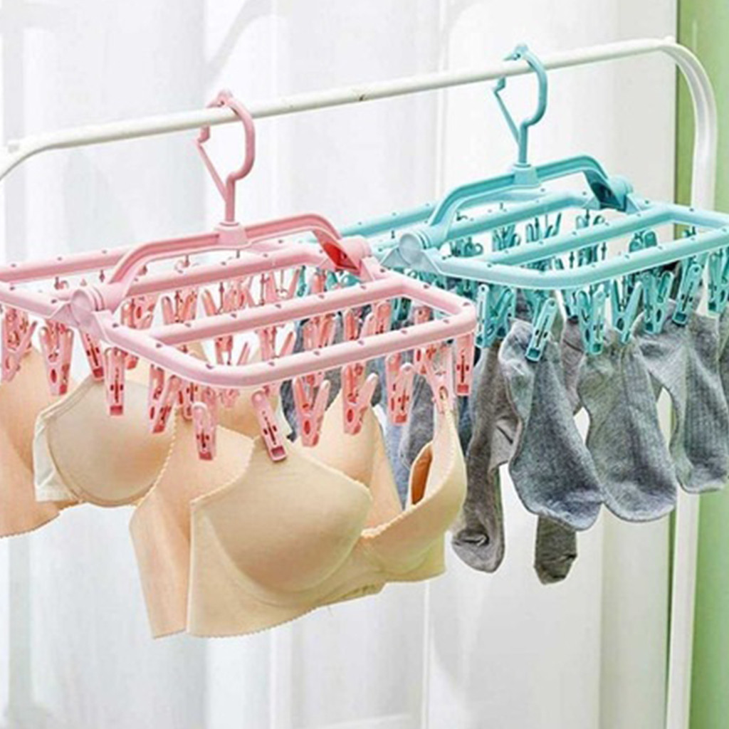 Varal com 32 Prendedores Meia Calcinha Roupa Íntima Dobrável Reforçado ANJIN em Oferta na Shopee