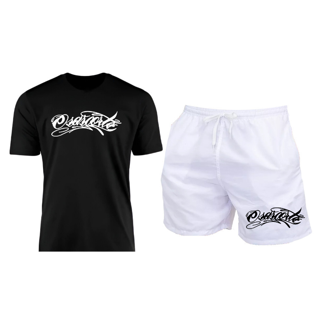 kit camiseta + short tectel osascorte grau academia e praia em Oferta na Shopee