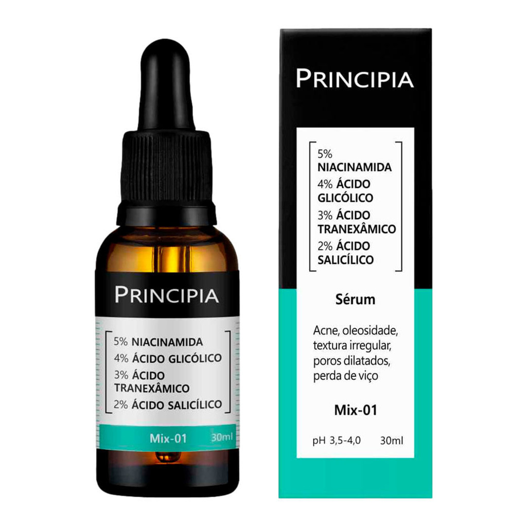 Sérum Principia Mix-01 Niacinamida, Ácidos Glicólico, Tranexâmico e Salicílico 30ml - Beauty