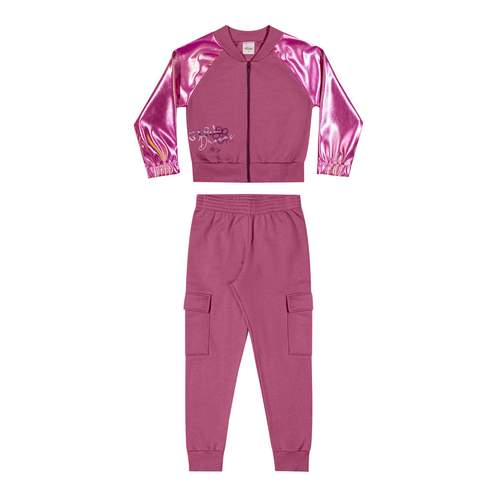 Conjunto Infantil Menina Mangas Holográficas Elian Roxo - Baby & Kids Fashion