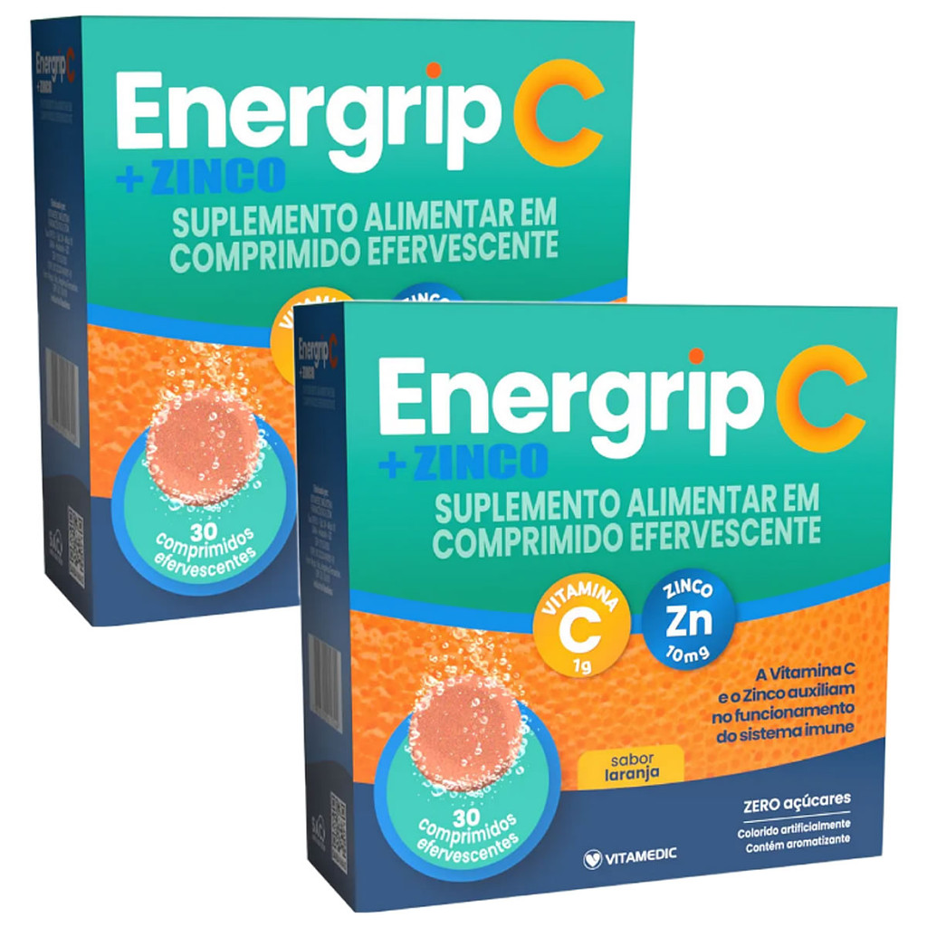 Kit 2 Und Energrip C Zinco 30 Comprimidos Efervescentes em Oferta na Shopee