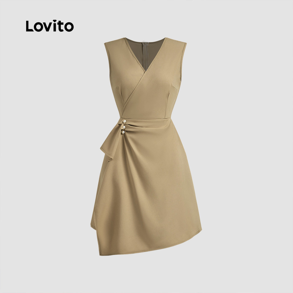 Detalhes do (New) Lovito Vestido Elegante Assimétrico de Primavera/verão em Malva para Mulheres L143ED450