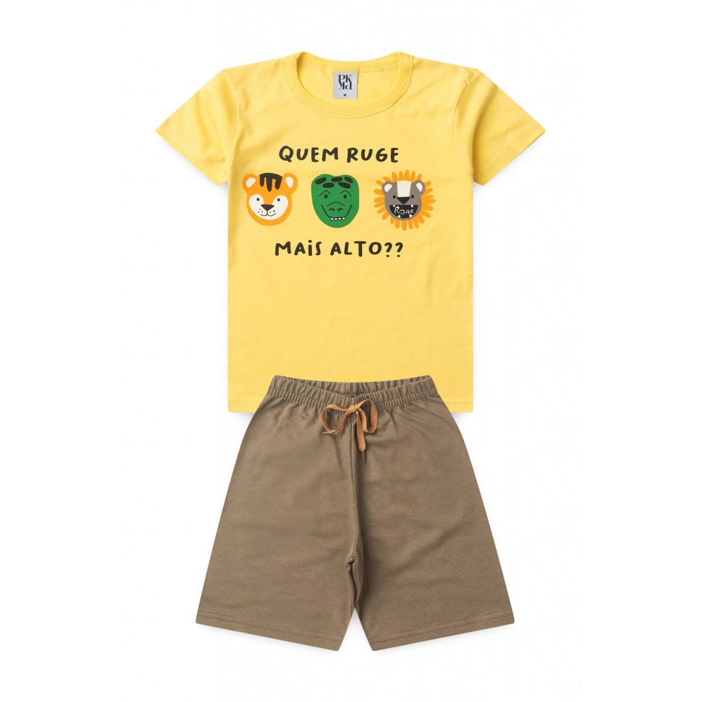 Conjunto Infantil Masculino Quem Ruge em Oferta na Shopee