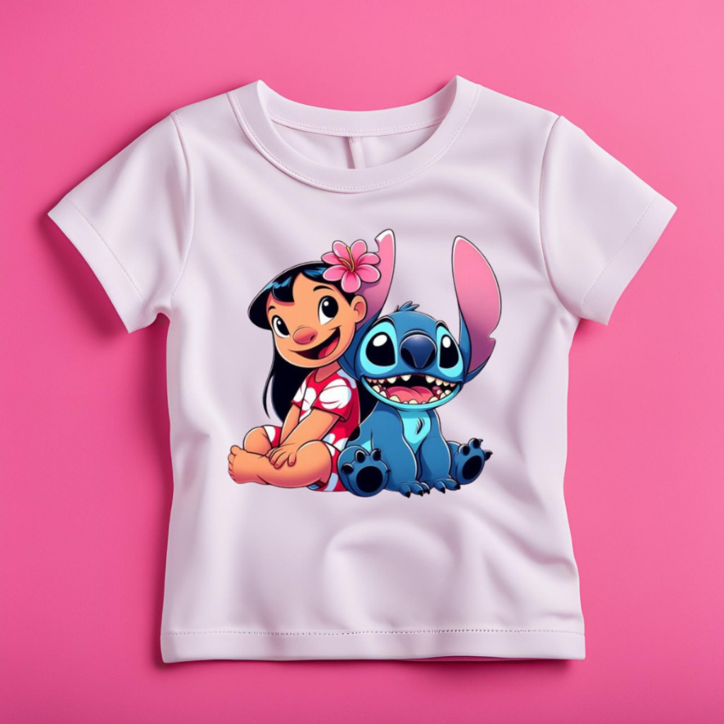Camiseta Infantil Diversas Estampas Lilo e Stitch Camisa 100% Algodão