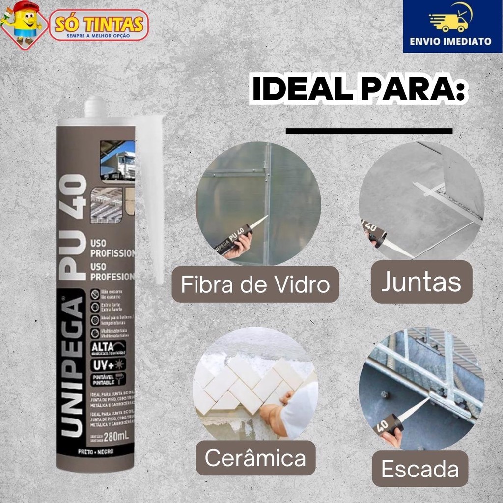 Kit com 12 Selantes Silicone PU 40 Branco Uso Profissional (Extra Forte) 400g 280ml - Unipega · foto 2