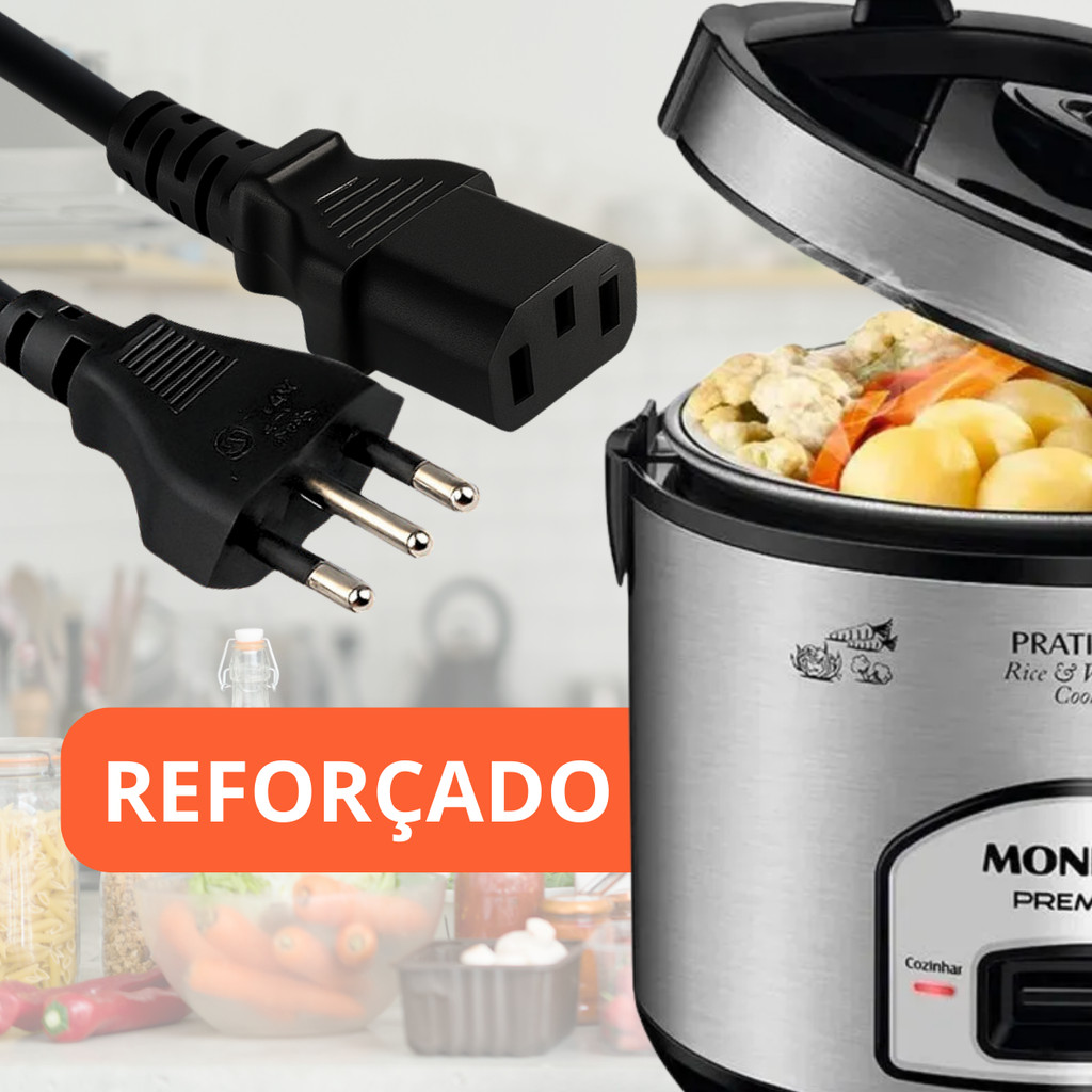Tomada Para Panela Elétrica 3 Pinos 10A 1,5m Cabos Fio de Energia Cabo de Força Panela de Arroz em Oferta na Shopee